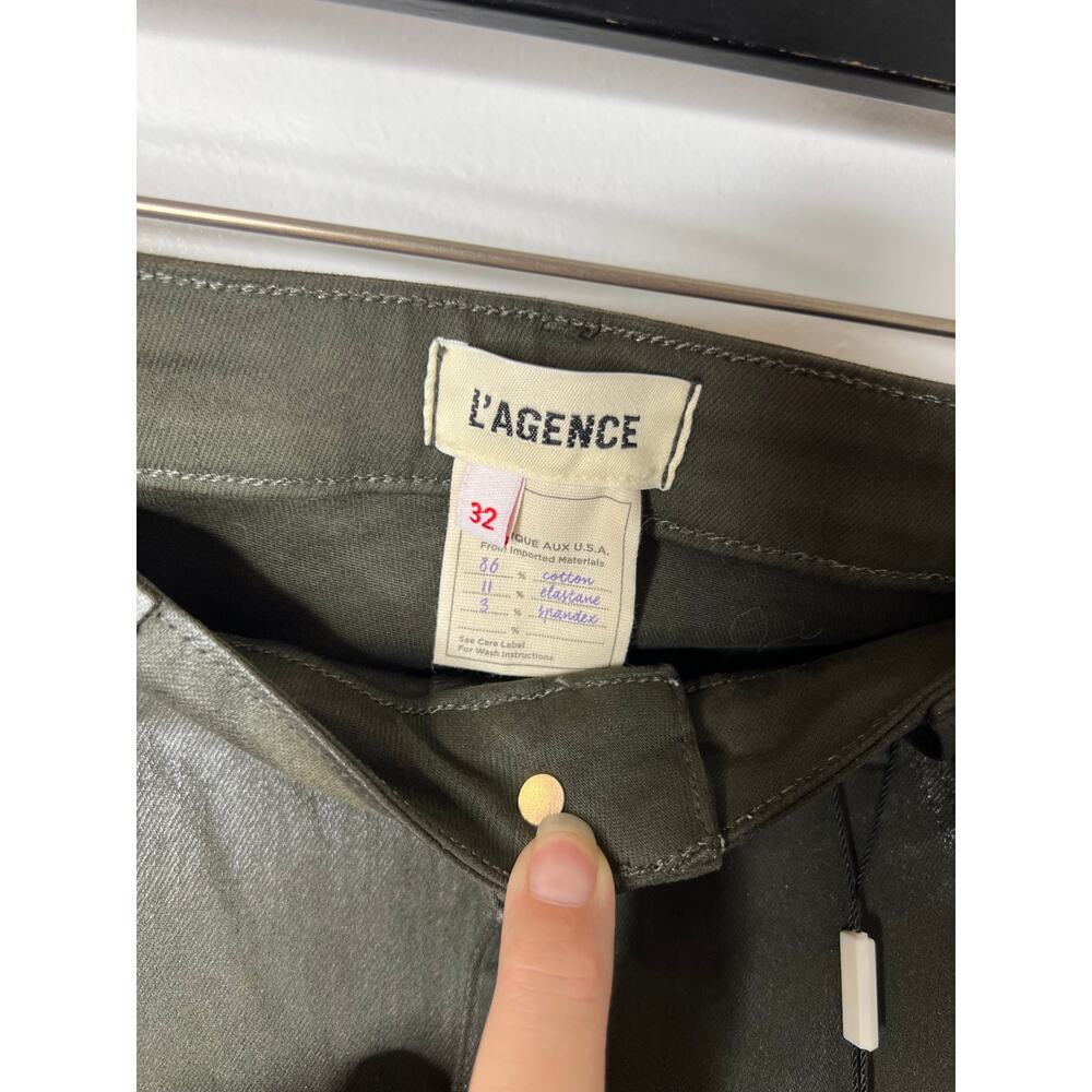 L'Agence Women's Jyothi High Rise Split Ankle Army Coated Jeans NEW ~ Size 32 - Picture 8 of 9